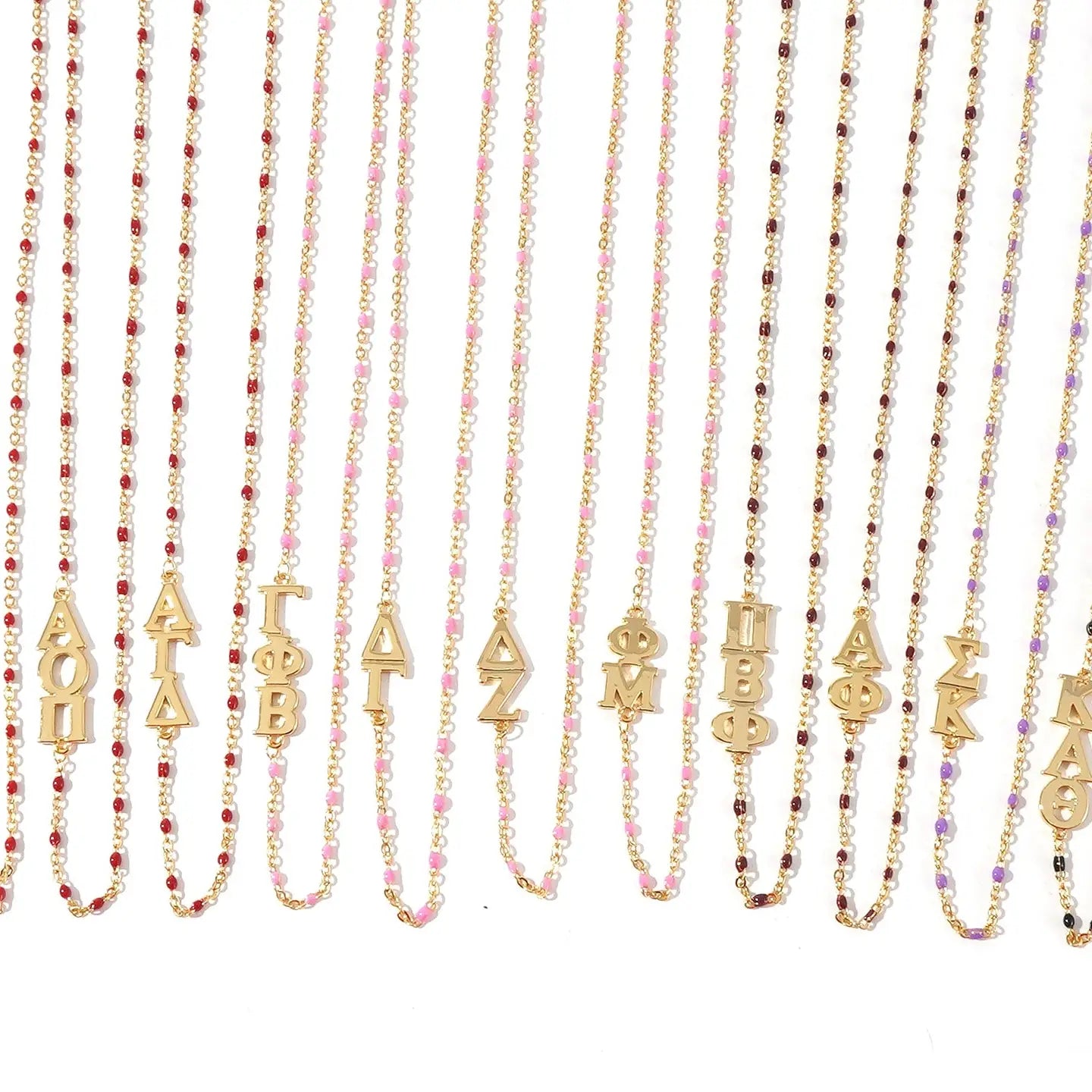 Sorority Necklace: Side Set Greek Letters