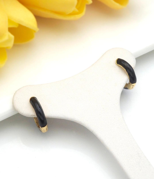 Enamel Huggie Earrings