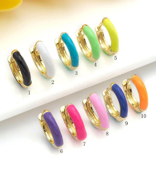 Enamel Huggie Earrings