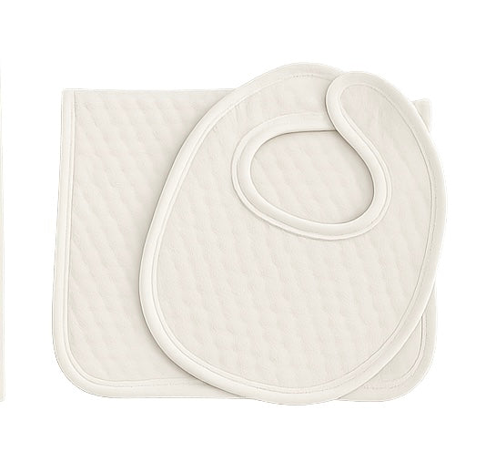White Quilted Burp & Bib
