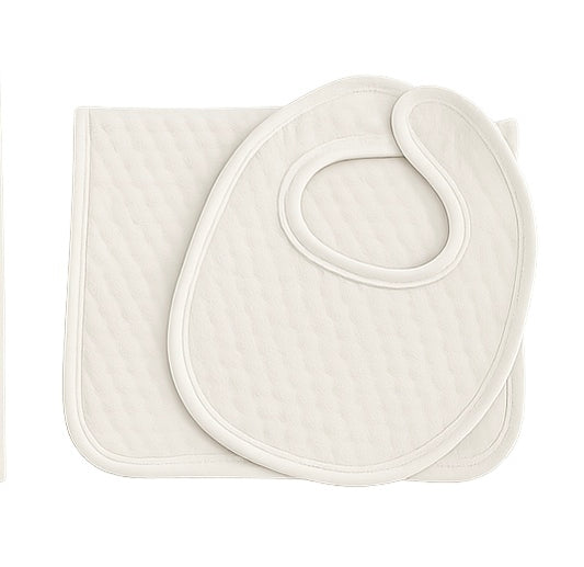 White Quilted Burp & Bib