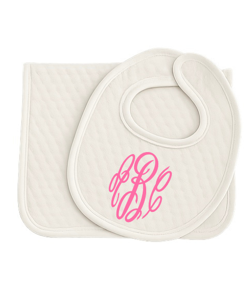 White Quilted Burp & Bib