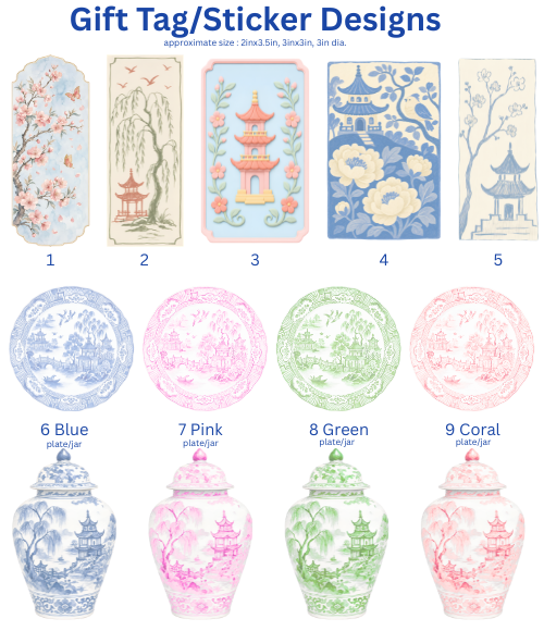Chinoiserie Stickers & Gift Tags