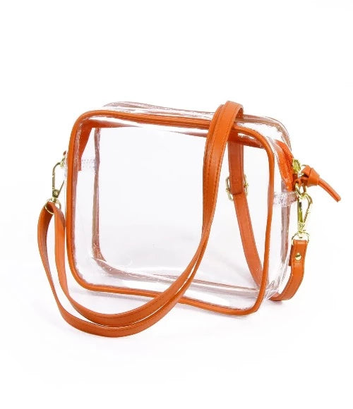 Clear Purse with Vegan Leather Trim & Straps